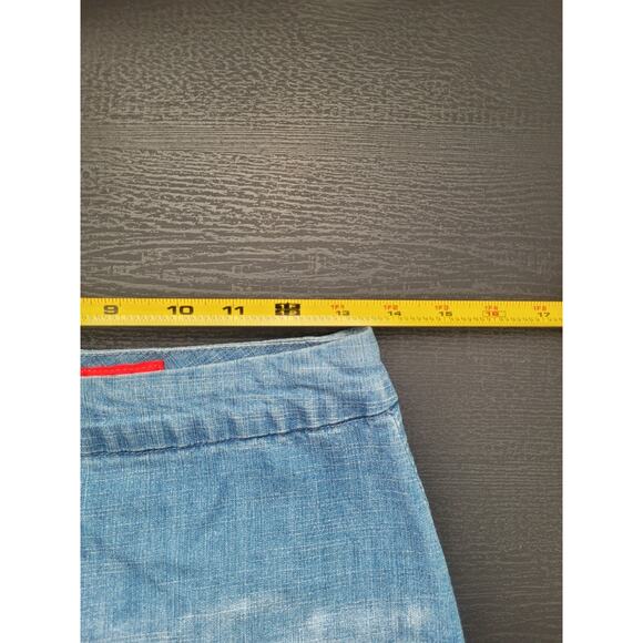 VTG Y2k Cristina V Denim Asymmetrical Embroidered Skirt Sz 4 Blue Boho Western - Picture 4 of 6